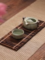 做旧茶道竹排杯托 编织茶具配件茶帘茶席 隔热垫紫竹摆件杯垫茶垫