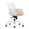 白色塑胶办公椅时尚会议椅电脑转椅升降职员椅人体工学椅靠背透气