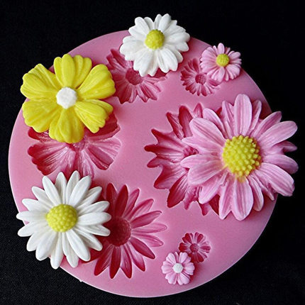 翻糖蛋糕印花模 巧克力模具 DIY烘培工具装饰 小菊花硅胶模 家用