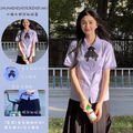 日系泰式泰国校服浅紫色短袖衬衫jk制服学院高中学生毕业班服套装