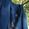 手工靛蓝染22年夏季细格亚麻棉布汉服唐装上衣衬衫面料