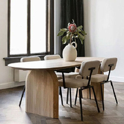 北欧侘寂风实木餐桌小户型吃饭桌子现代极简设计师办公桌餐桌长桌