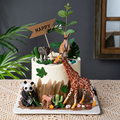 森系动物园生日蛋糕装饰小动物摆件动物世界熊猫长颈鹿斑马插件