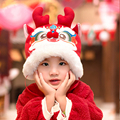 2024刺绣成人儿童新年龙头帽冬季保暖帽汉服帽红色宝宝拜年帽婴儿