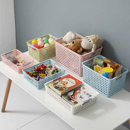 幼儿园美工区区域材料收纳筐玩具桌面文具塑料收纳框区角分类篮子