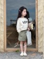 2024春款字母上衣绿色半裙女童小童套装韩版