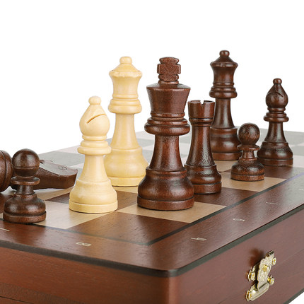 磁性国际象棋实木折叠棋盘初学者成人儿童学生大号磁力棋家用棋子