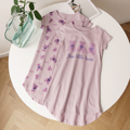 可爱小熊紫色睡裙 亲子母女装女童纯棉A类空调房睡裙短袖家居裙子