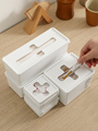 日本进口磁吸十字收纳盒一次性手套保鲜袋厨房储物盒连盖抽屉整理