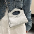 小香风银色菱格链条女包2024新款高级感单肩手提包时尚质感斜挎包