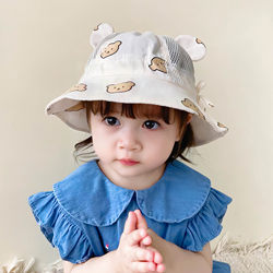 婴儿帽子春秋季可爱超萌男女宝宝儿童遮阳防晒渔夫帽夏季薄款盆帽