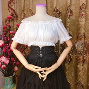 原创夏lolita洋装雪纺内搭一字领短袖日系罩衫打底衬衫雪纺衫