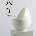 日式简约风格纯白骨瓷6英寸加高足底防烫英式面碗家用粥碗中菜碗