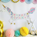 儿童生日派对宝宝周岁装饰创意独角兽主题背景墙布置小马拉旗横幅