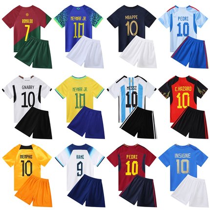 世界杯西班牙葡萄牙队儿童足球服套装男女童装宝宝学生球衣出场服