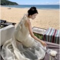 特惠网红  高级感晨袍新中式新娘婚礼日常可穿轻婚纱连衣裙度假长