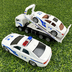 儿童拖车玩具平板运输拖板车声光惯性警车110公安汽车模型男孩3岁