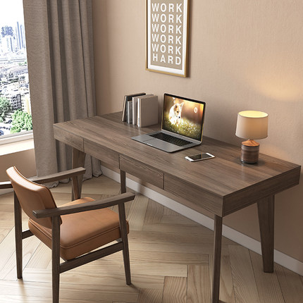 北欧白蜡木艺术书桌现代别墅设计师长条办公写字台书房书桌电脑桌