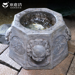 中式庭院假山流水景观鱼池花园布置创意貔貅喷泉造景装饰水池摆件