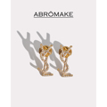 【ABROMAKE】法式镶满钻字母耳钉小众独特耳环高级感2024新年耳饰