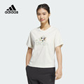 Adidas阿迪达斯女子夏季可爱熊猫印花休闲百搭运动短袖T恤JI6868