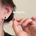 阿七 黑色锆石耳钉女小巧简约百搭小众设计高级耳环日常通勤耳饰