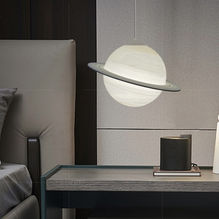 3D土星月球现代欧式浪漫创意个性餐厅卧室走廊儿童房装饰行星吊灯