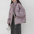 短款羽绒服女白鸭绒2023新款韩版加厚学生面包服紫色小个子外套