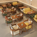 咖啡厅桌椅北欧实木双人卡座奶茶店餐饮家具接待洽谈皮沙发椅组合