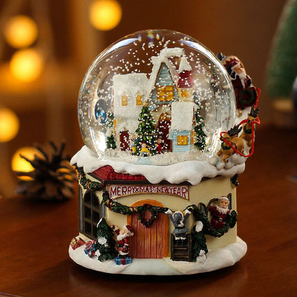 节圣诞水晶球音乐盒礼物圣诞老人八音盒飘雪雪花可旋转下雪送女孩