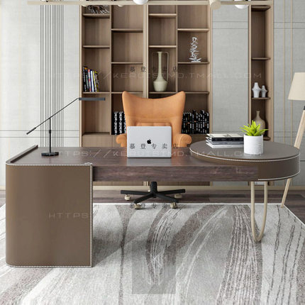 意式轻奢书桌樱桃木 胡桃木办公桌简约现代设计感1.6米经理桌定制