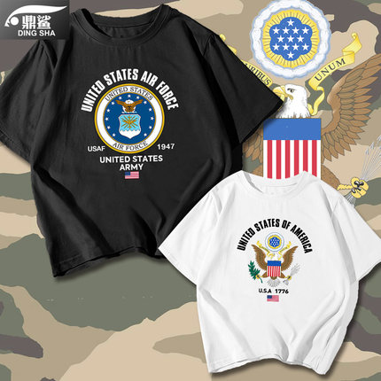 美国USA海陆空军ARMY武装NAVY军迷训练短袖t恤衫男女纯棉半袖衣服