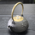 日本工艺原铁内壁茶壶蜻蜓荷花双铜无涂层铸铁烧水壶手工复古中式