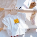 1岁女宝宝短袖夏可爱8个月婴儿T恤棉 白色可爱卡通上衣洋气宽松