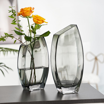 简约现代创意不规则玻璃花瓶轻奢摆件水养鲜花瓶插花客厅北欧风格
