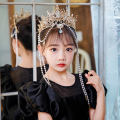新款女孩公主流苏皇冠项链套装头饰儿童演出王冠发饰生日拍照发冠