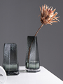 创意三角口冷纹轻奢现代桌面咖啡厅客厅插干鲜花百合玻璃花瓶干花