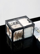 欧式玻璃化妆棉收纳盒桌面透明棉签盒非亚克力防尘带盖口红整理架