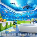3D海底世界防水自粘墙贴画母婴游泳馆主题房儿童乐园海洋壁画墙布