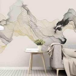 2019电视背景墙中式轻奢抽象线条壁纸客厅壁画大气3D无缝整张壁布