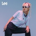 Lee商场同款24春夏新品舒适版粉紫色条纹女短袖T恤LWT007750204