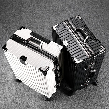 行李箱无拉链款直角铝框拉杆箱复古旅行箱学生密码箱大容量万向轮
