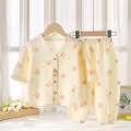 婴儿睡衣春秋款0一1岁宝宝男孩女童双层纱布3分体套装5空调服薄款