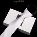 免打西装]韩版婚礼宴会纯白男士白色领带拉链领带6cm