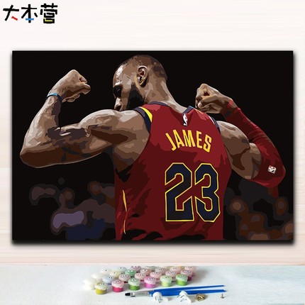 勒布朗詹姆斯diy数字油画 手工填色丙烯油彩画 nba篮球明星送男友