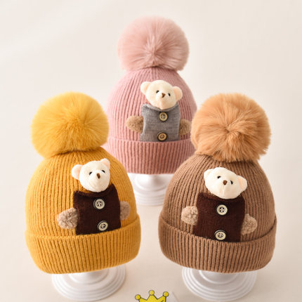 宝宝帽子秋冬季婴幼儿童毛线帽可爱男童女童冬天韩版小孩婴儿帽潮