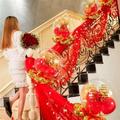 结婚楼梯扶手纱幔装饰婚庆用品婚房布置创意浪漫花球拉花婚礼套装