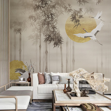 3D新中式水墨意境竹林装饰壁纸客厅沙发背景墙纸民宿茶楼卧室墙布