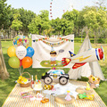 小红书户外野餐气球生日布置男孩儿童女宝宝周岁场地派对场景装饰