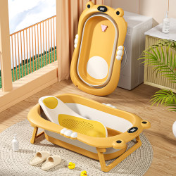 婴儿浴盆宝宝洗澡盆可折叠幼儿可坐躺大号浴桶小孩家用新生儿用品